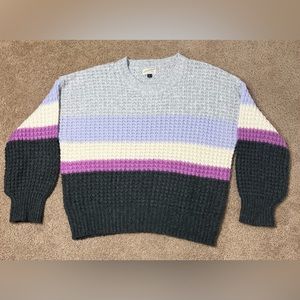 Universal Thread Waffle Knit Sweater - multicolor stripes, L